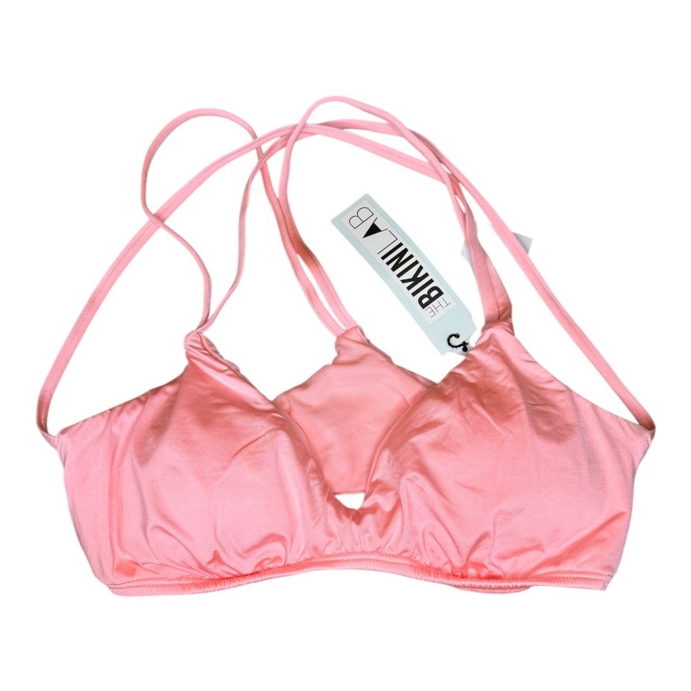 The Bikini Lab Solid Strap Bralette Swim‎ Top Coral Pink XS NWT